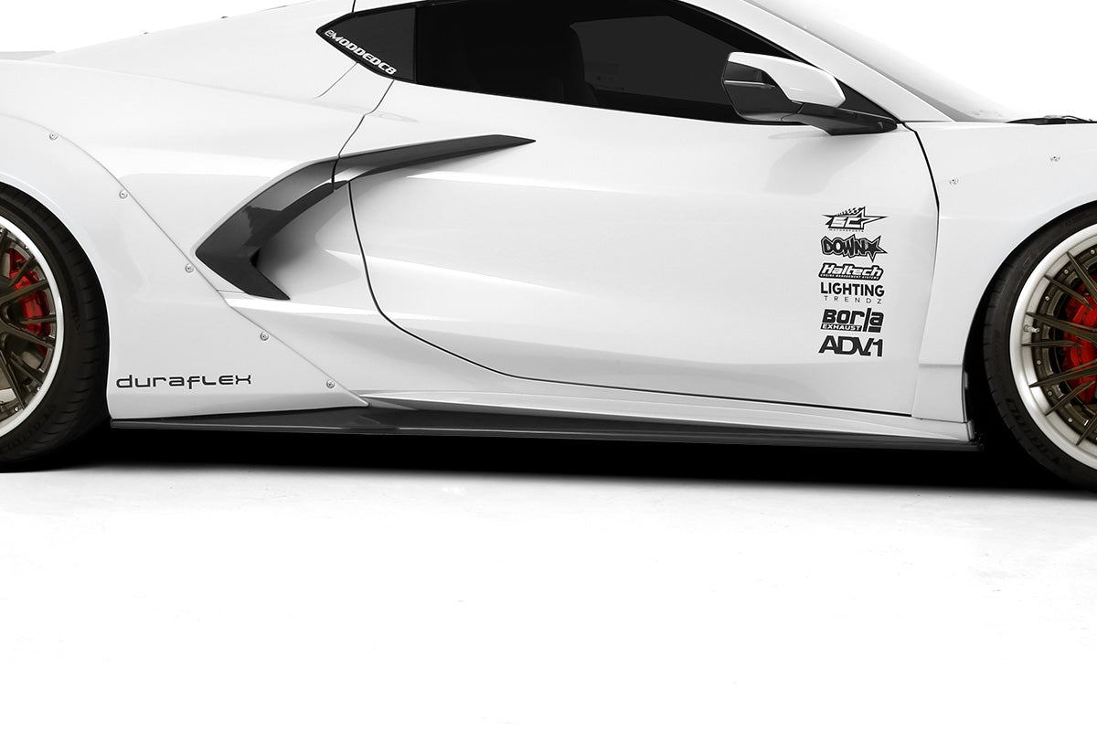 Rev Up Your 2020 - 2023 Chevrolet Corvette C8 with Duraflex Gran Veloce Wide Body Side Skirt Rocker Panel Splitters (2 Pieces)